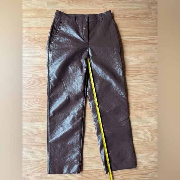 Babaton Aritzia Faux Leather Brown Pants Size 6 - Picture 5 of 6